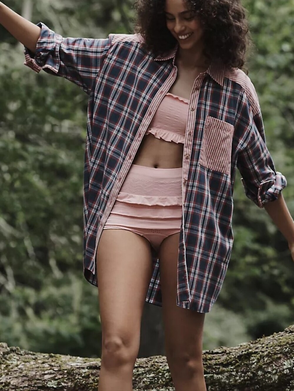 Anthropologie Flannel Boyfriend Buttondown Shirt XS New Women's Oversized Fit